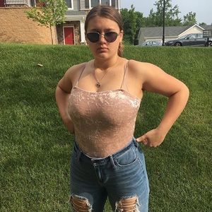 baby pink, velvet body suit